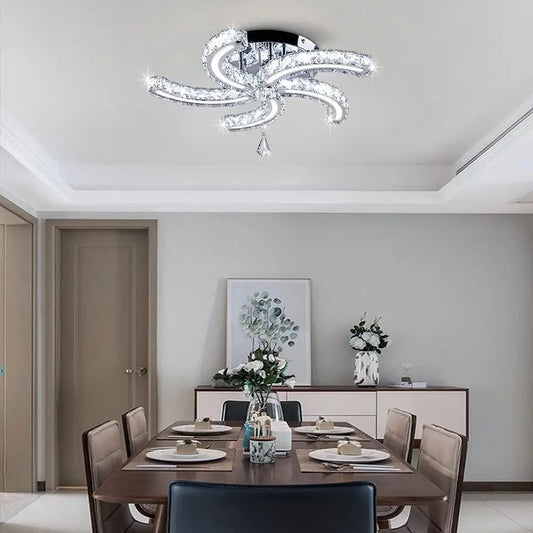 Crystal LED Chandelier – Dimmable, 5-Arm Design with Remote Control