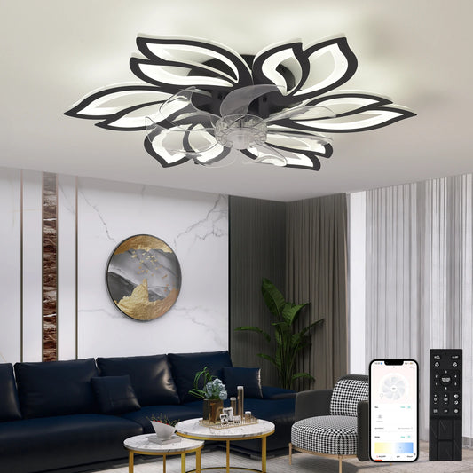 Nordic LED Ceiling Fan Chandelier – Remote Control, Hanging Light for Living & Dining Room