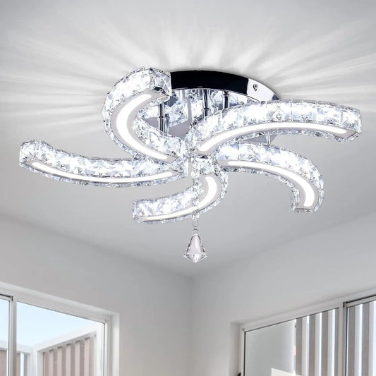 Crystal LED Chandelier – Dimmable, 5-Arm Design with Remote Control