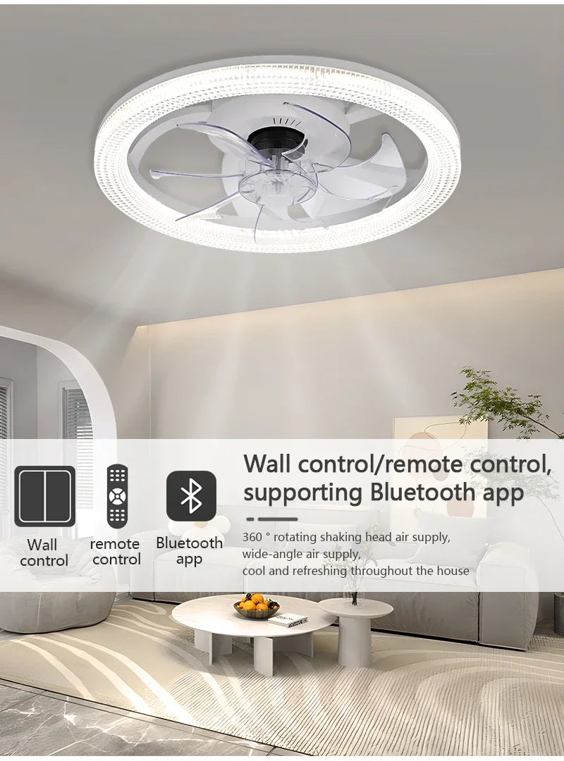 Smart LED Ceiling Fan – 6-Speed, App & Remote Control for Living Room & Bedroom