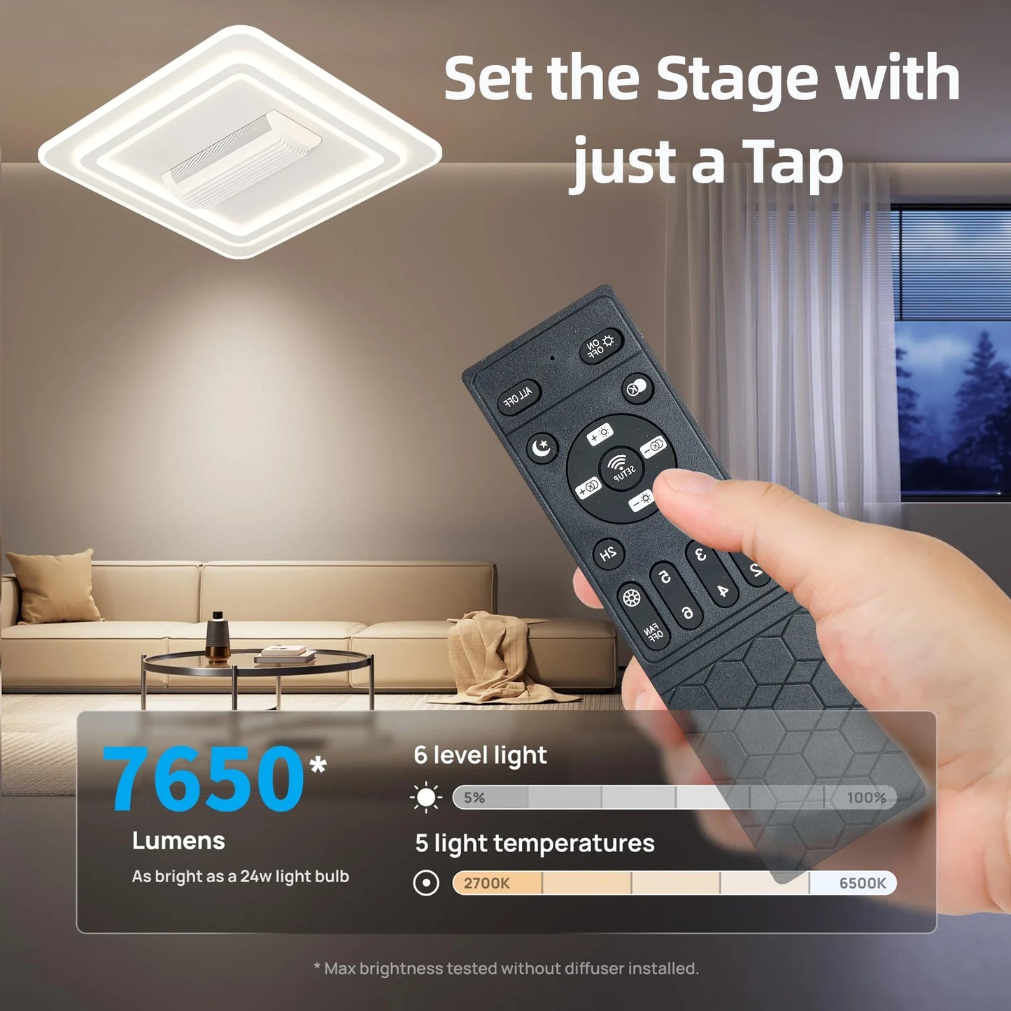 Bladeless LED Ceiling Fan – Smart Remote Control, Invisible Design for Bedroom & Living Room