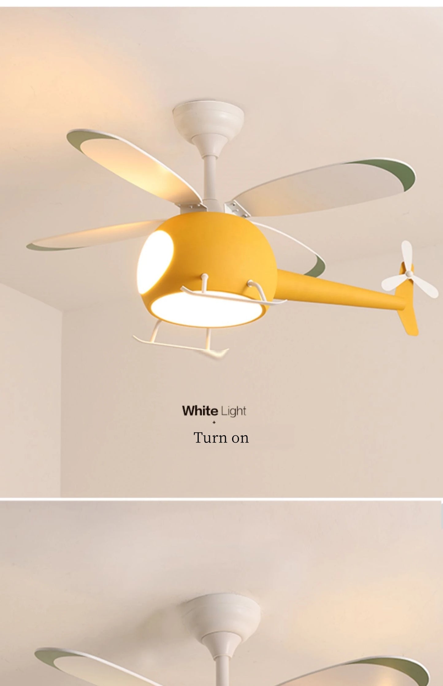 Helicopter LED Ceiling Fan Light – Fun Kids’ Room Chandelier with Remote
