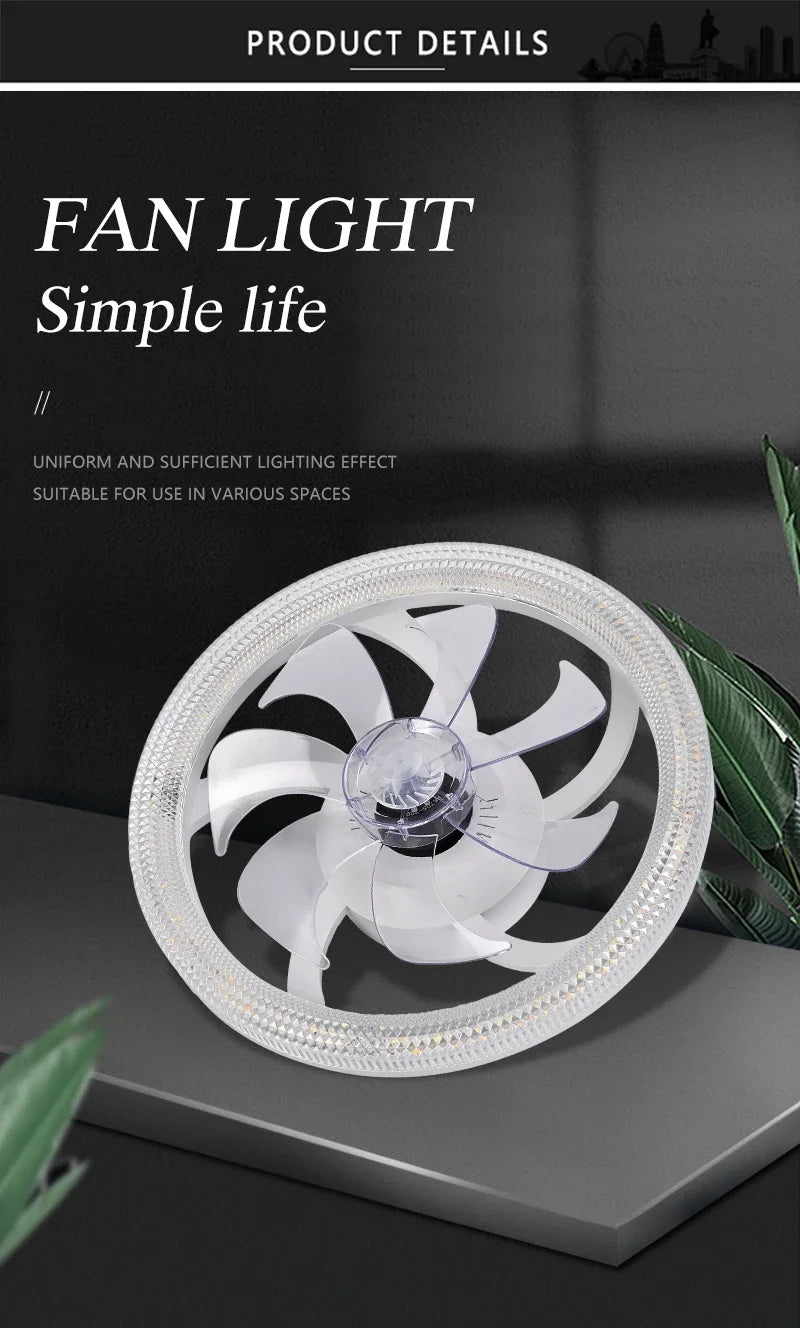 Smart LED Ceiling Fan – 6-Speed, App & Remote Control for Living Room & Bedroom