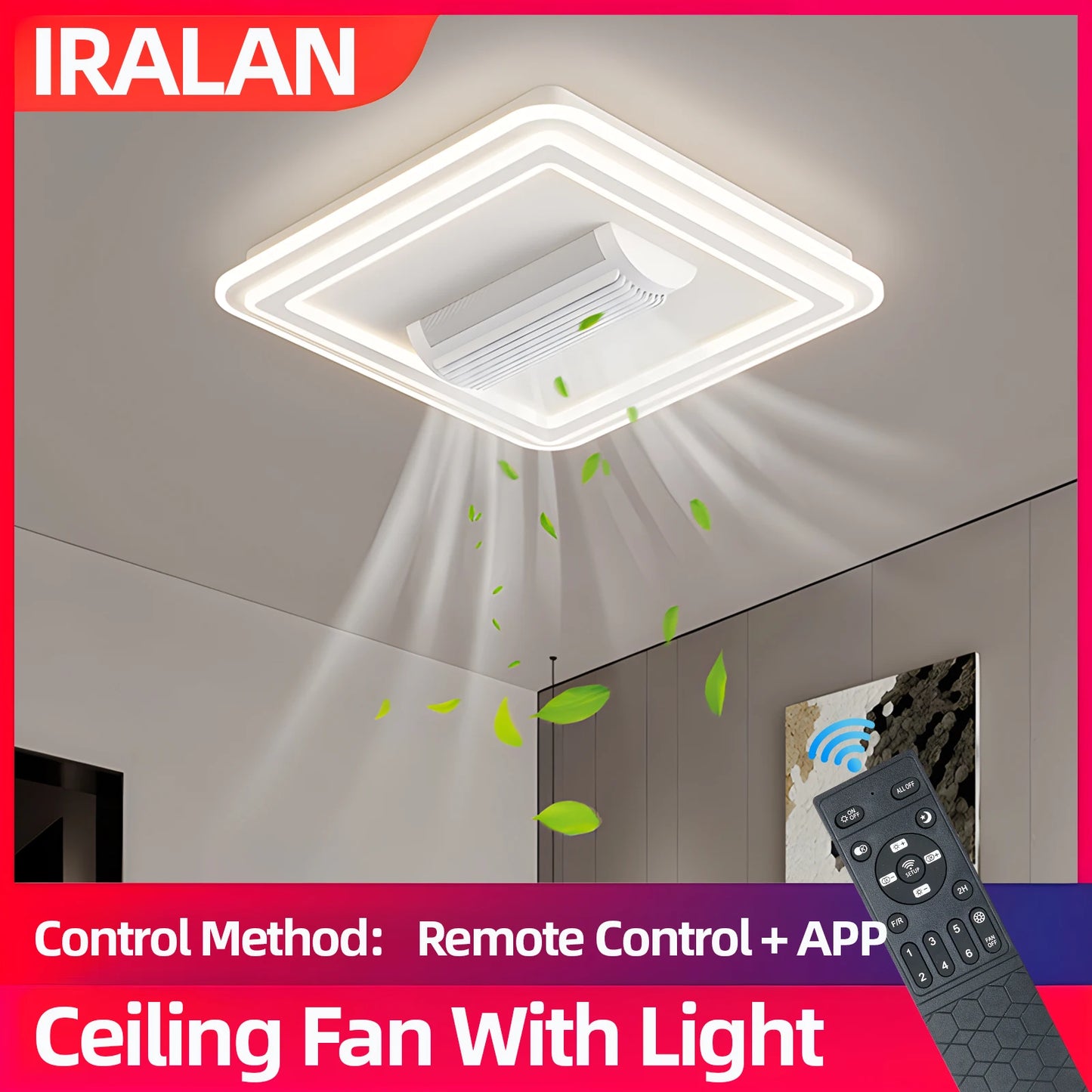Bladeless LED Ceiling Fan – Smart Remote Control, Invisible Design for Bedroom & Living Room