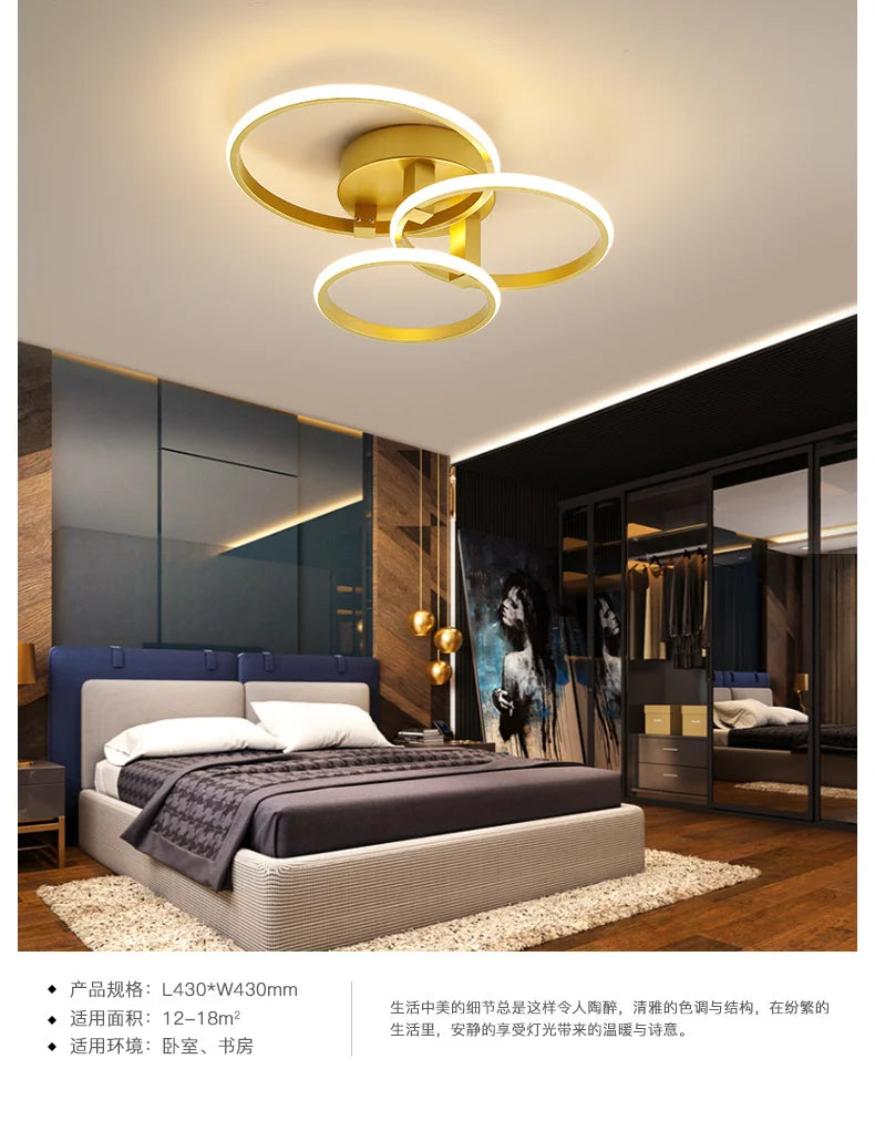NEO Gleam Gold LED Chandelier – Modern Luxury Ceiling Light for Living & Bedroom