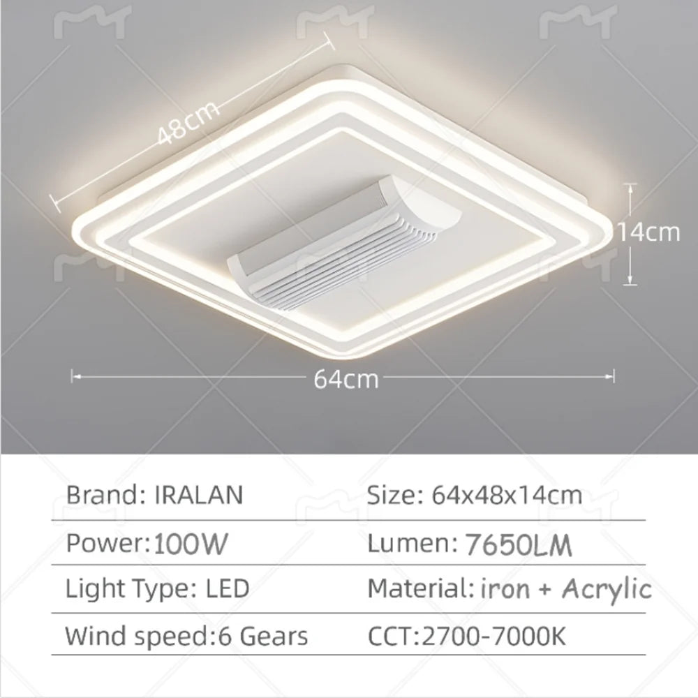 Bladeless LED Ceiling Fan – Smart Remote Control, Invisible Design for Bedroom & Living Room