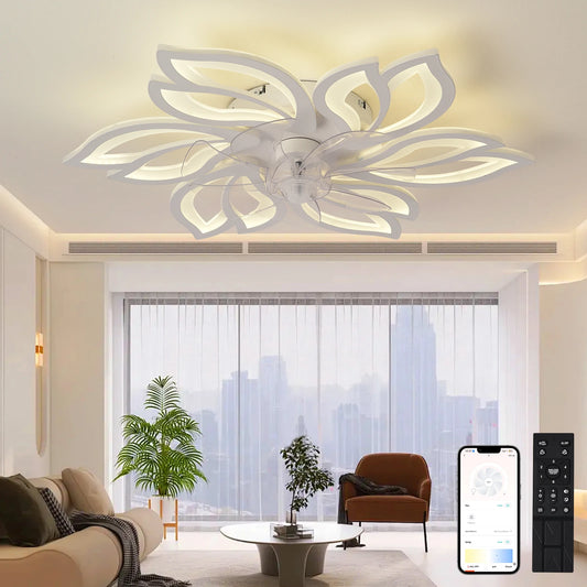 Nordic LED Ceiling Fan Chandelier – Remote Control, Hanging Light for Living & Dining Room