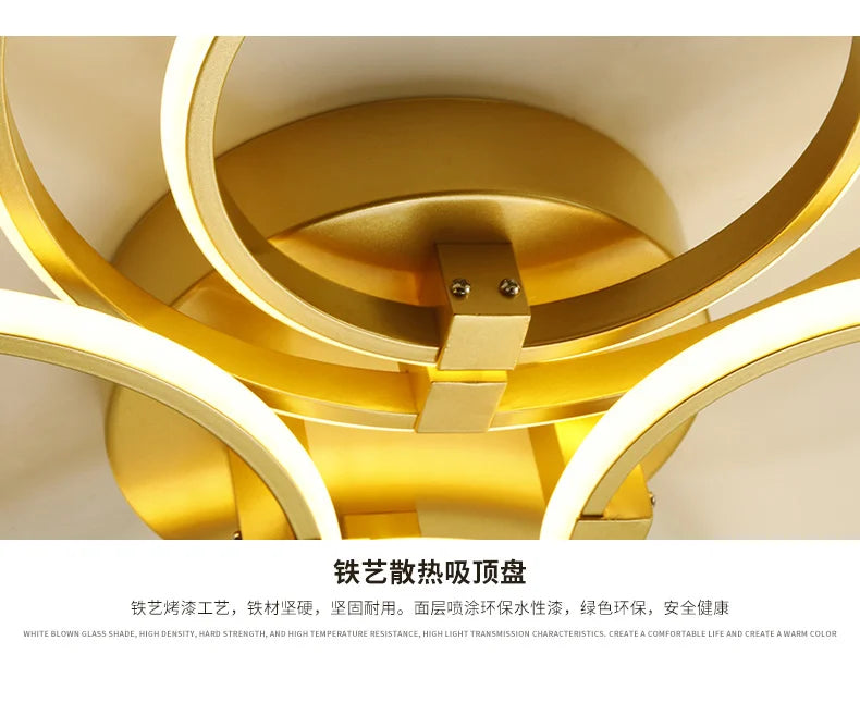 NEO Gleam Gold LED Chandelier – Modern Luxury Ceiling Light for Living & Bedroom