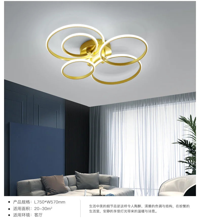 NEO Gleam Gold LED Chandelier – Modern Luxury Ceiling Light for Living & Bedroom