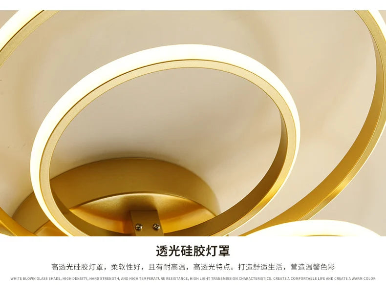 NEO Gleam Gold LED Chandelier – Modern Luxury Ceiling Light for Living & Bedroom