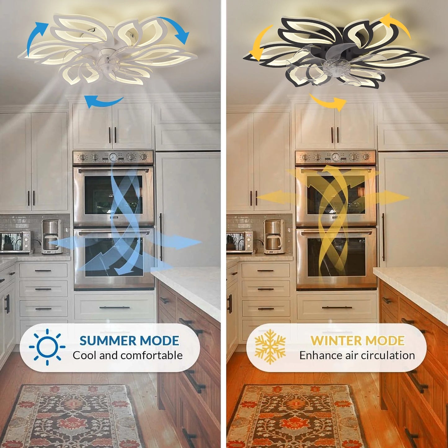 Nordic LED Ceiling Fan Chandelier – Remote Control, Hanging Light for Living & Dining Room