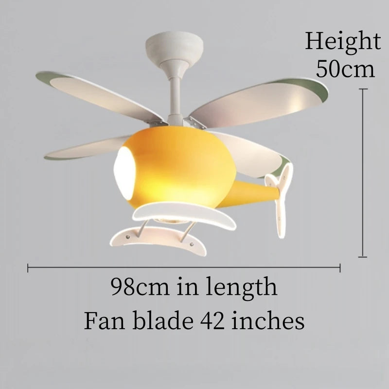 Helicopter LED Ceiling Fan Light – Fun Kids’ Room Chandelier with Remote