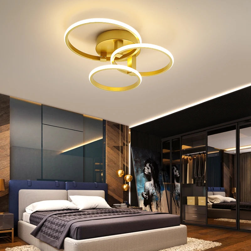 NEO Gleam Gold LED Chandelier – Modern Luxury Ceiling Light for Living & Bedroom