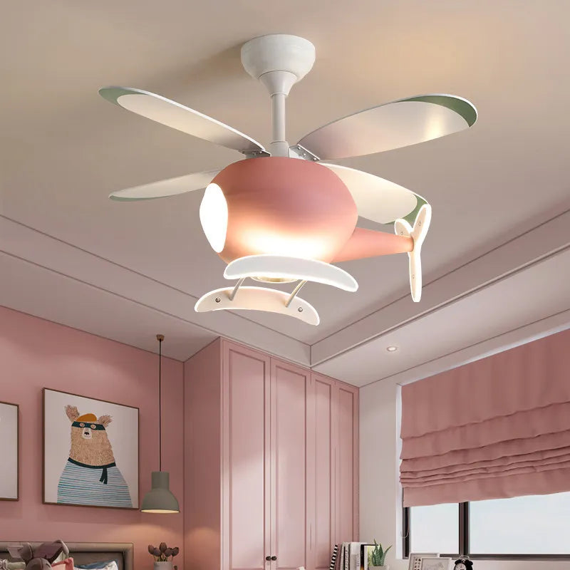 Helicopter LED Ceiling Fan Light – Fun Kids’ Room Chandelier with Remote