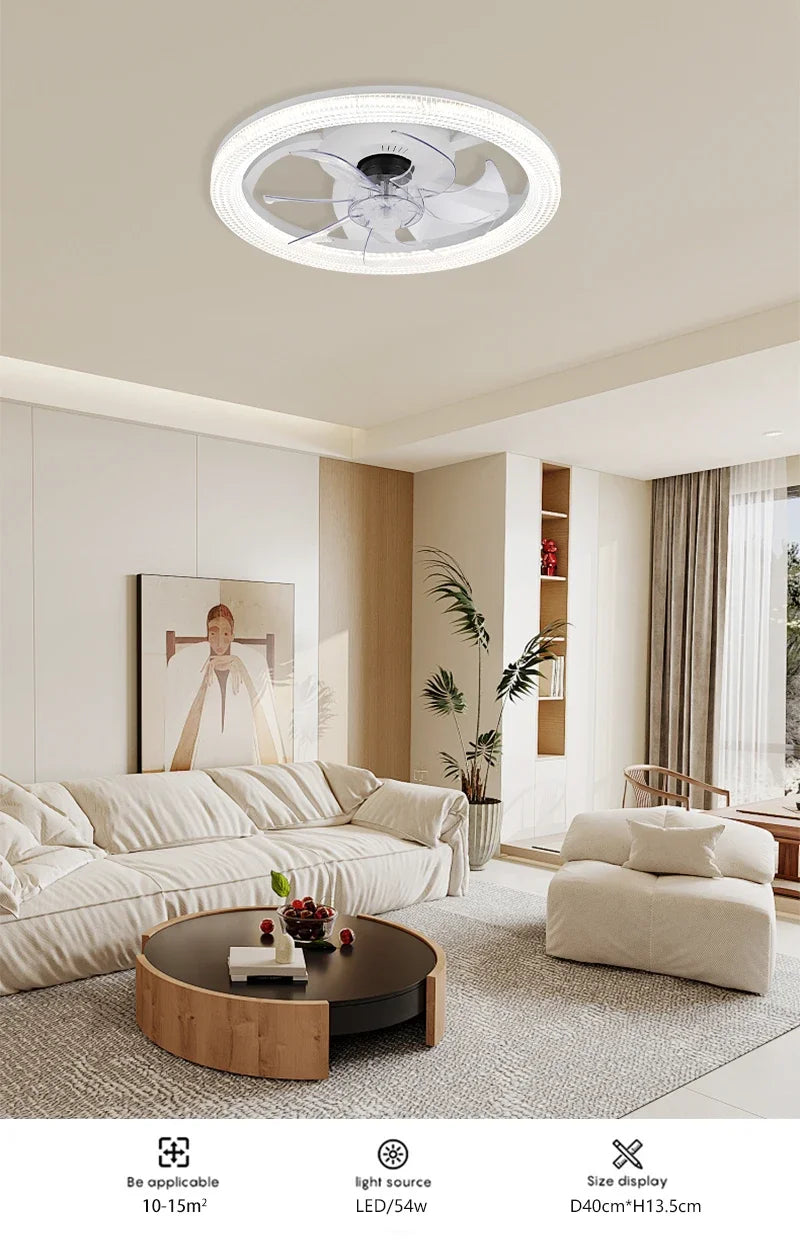 Smart LED Ceiling Fan – 6-Speed, App & Remote Control for Living Room & Bedroom