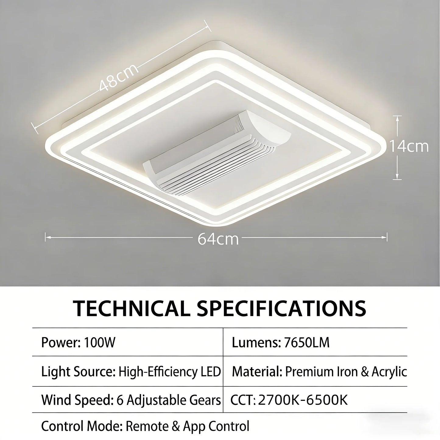 Bladeless LED Ceiling Fan – Smart Remote Control, Invisible Design for Bedroom & Living Room