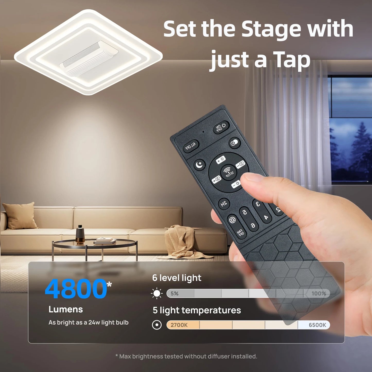 Bladeless LED Ceiling Fan – Smart Remote Control, Invisible Design for Bedroom & Living Room