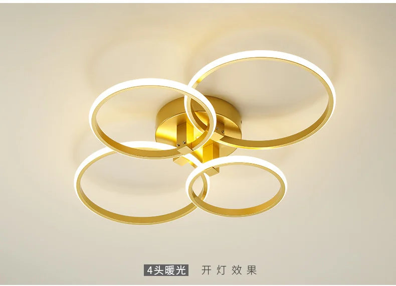 NEO Gleam Gold LED Chandelier – Modern Luxury Ceiling Light for Living & Bedroom