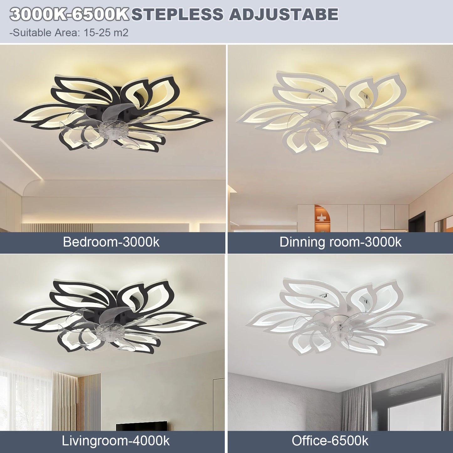 Nordic LED Ceiling Fan Chandelier – Remote Control, Hanging Light for Living & Dining Room