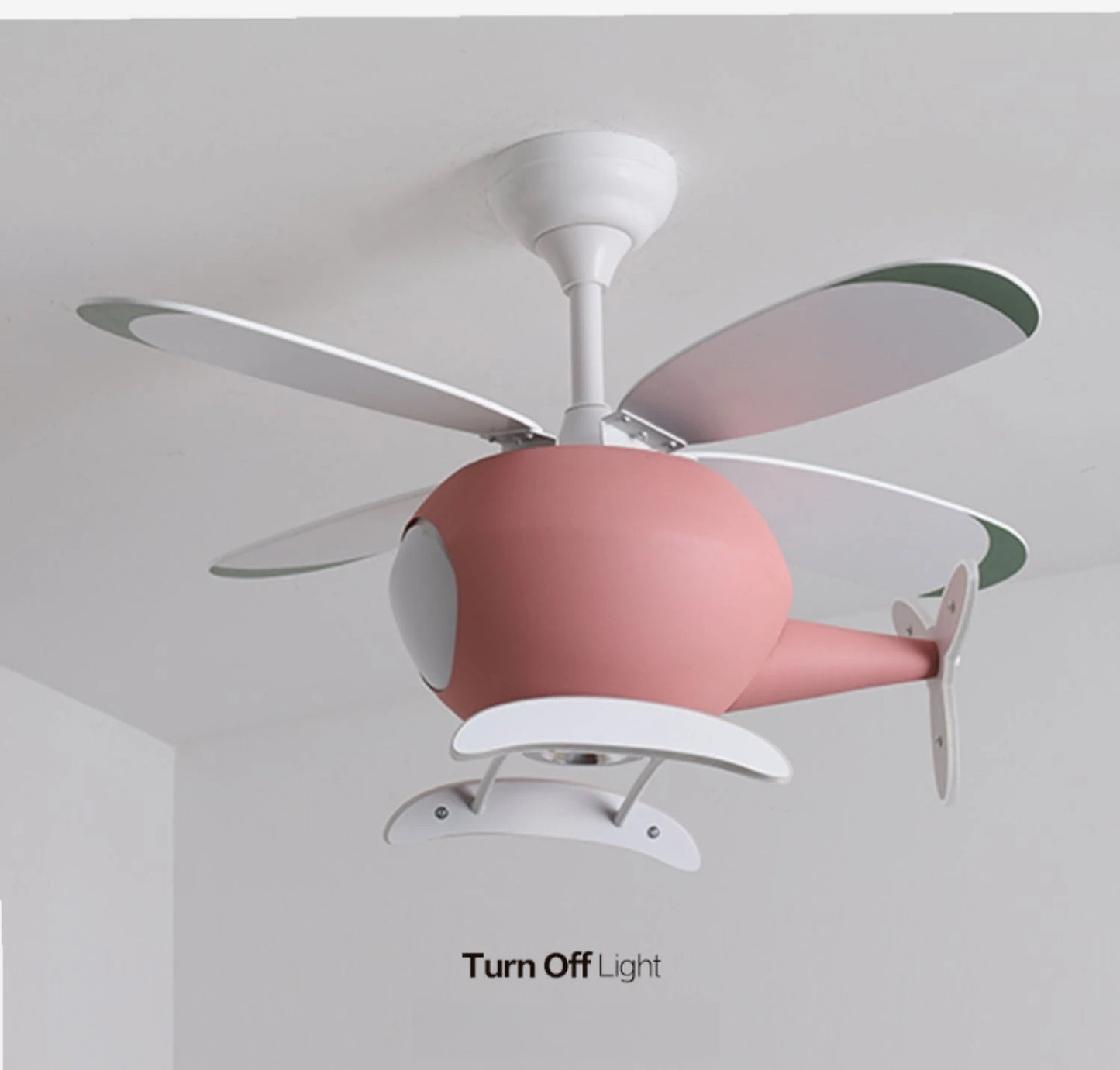 Helicopter LED Ceiling Fan Light – Fun Kids’ Room Chandelier with Remote