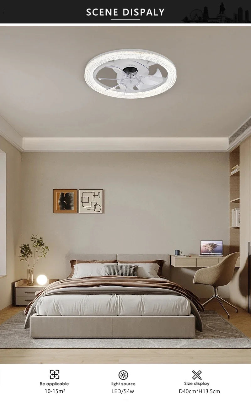 Smart LED Ceiling Fan – 6-Speed, App & Remote Control for Living Room & Bedroom