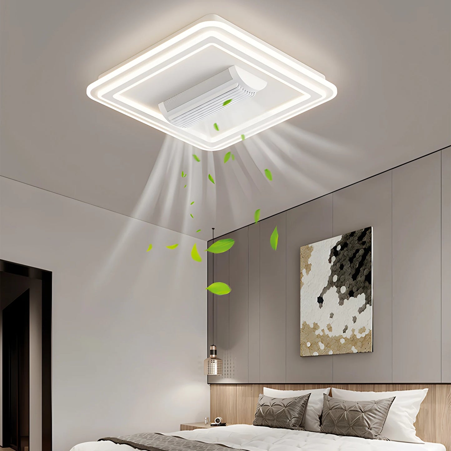 Bladeless LED Ceiling Fan – Smart Remote Control, Invisible Design for Bedroom & Living Room