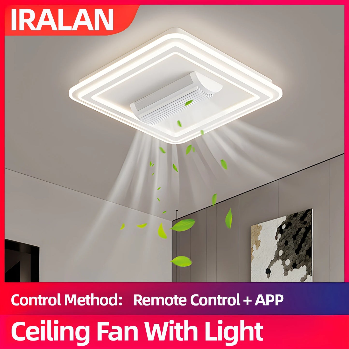 Bladeless LED Ceiling Fan – Smart Remote Control, Invisible Design for Bedroom & Living Room