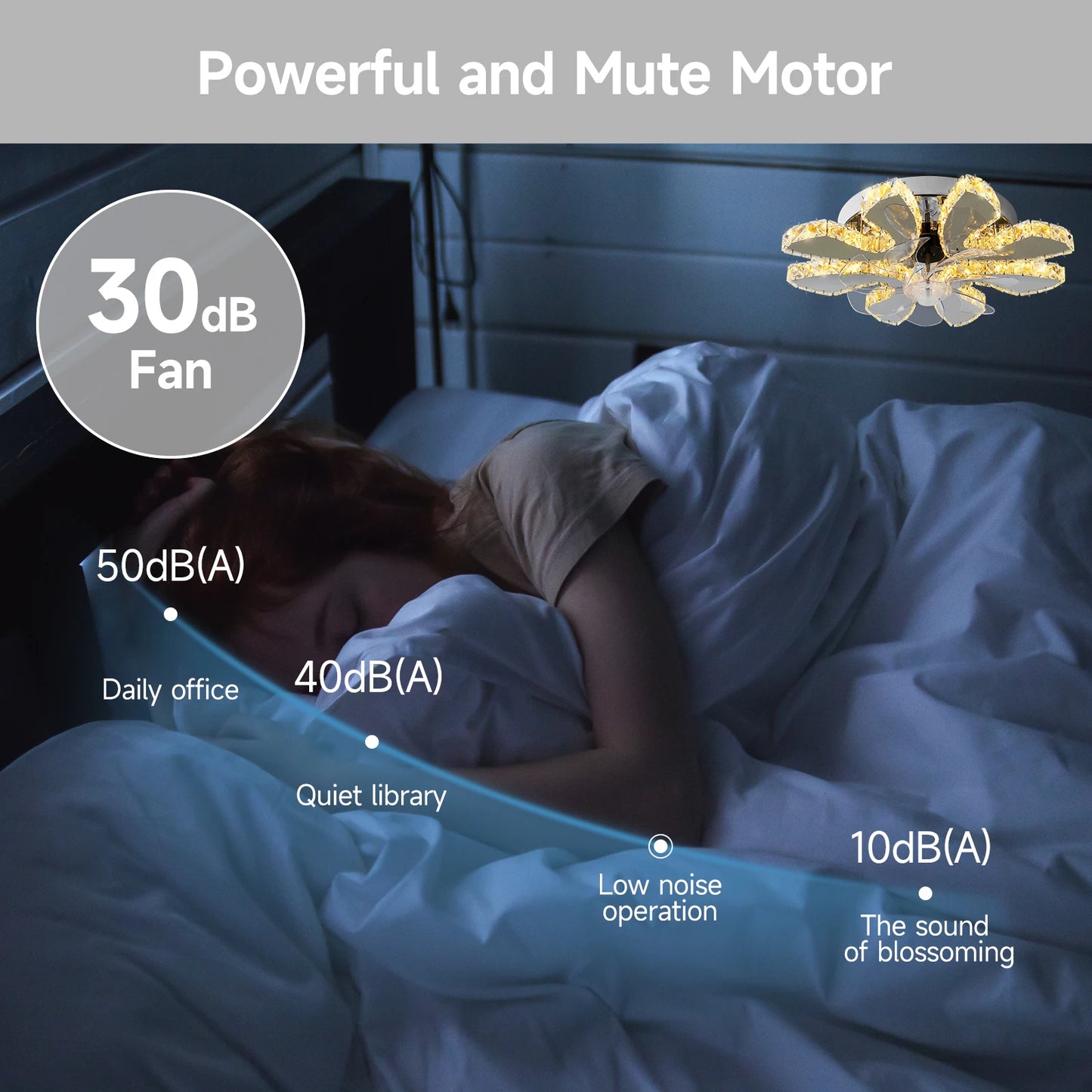 Luxury Crystal Ceiling Fan – Smart App & Remote Control LED Chandelier