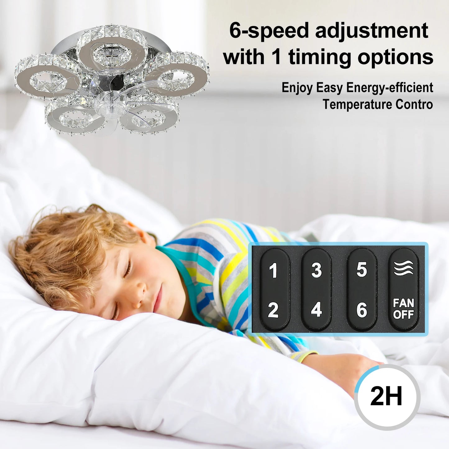 Luxury Crystal Ceiling Fan – Smart App & Remote Control LED Chandelier