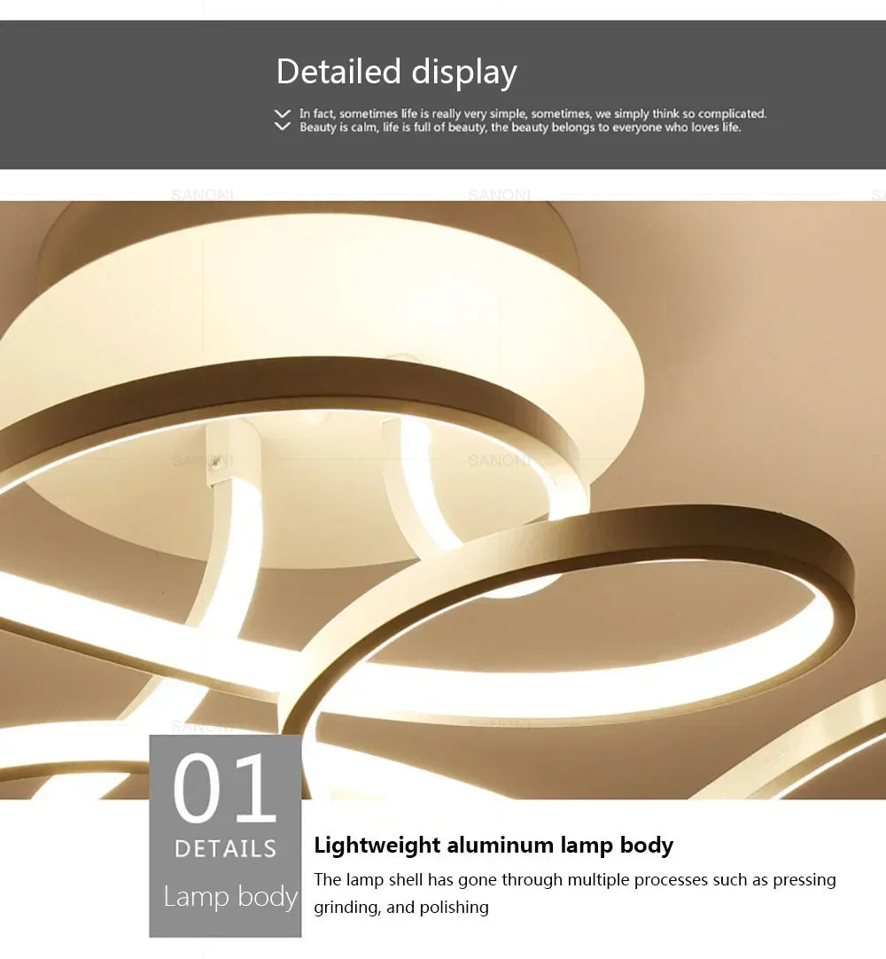 Modern LED Ceiling Chandelier – Versatile Indoor Light for Living Room, Balcony & Hallway