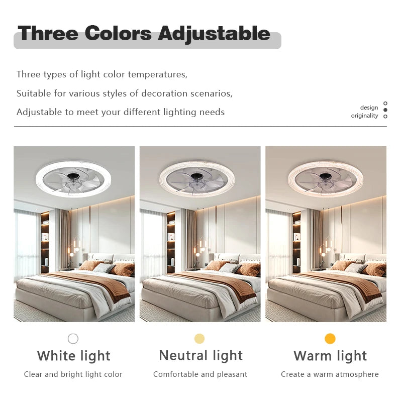 Smart LED Ceiling Fan – 6-Speed, App & Remote Control for Living Room & Bedroom