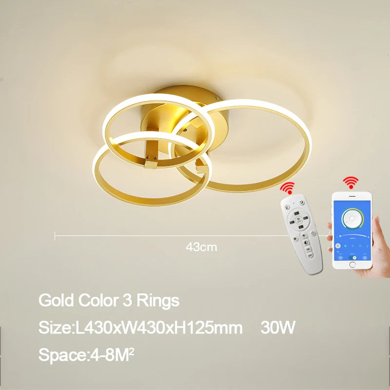 NEO Gleam Gold LED Chandelier – Modern Luxury Ceiling Light for Living & Bedroom