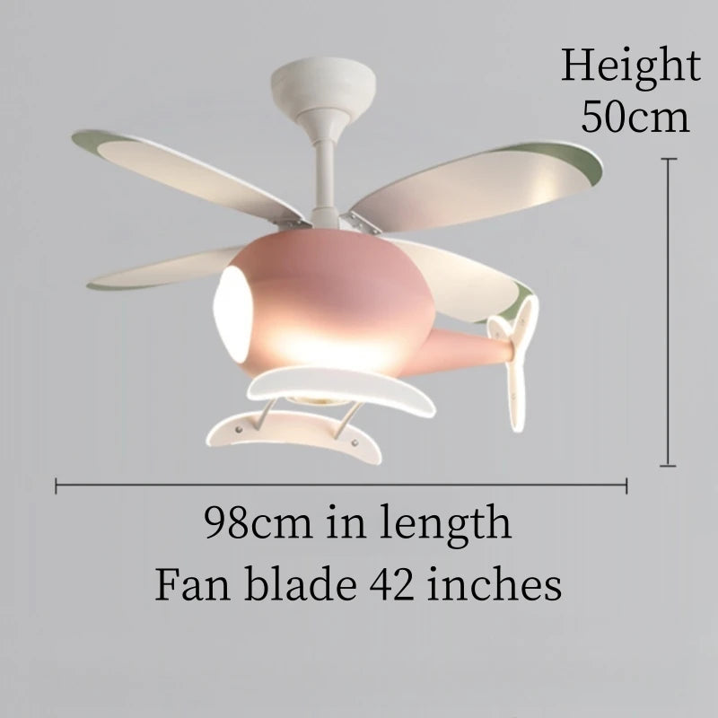 Helicopter LED Ceiling Fan Light – Fun Kids’ Room Chandelier with Remote