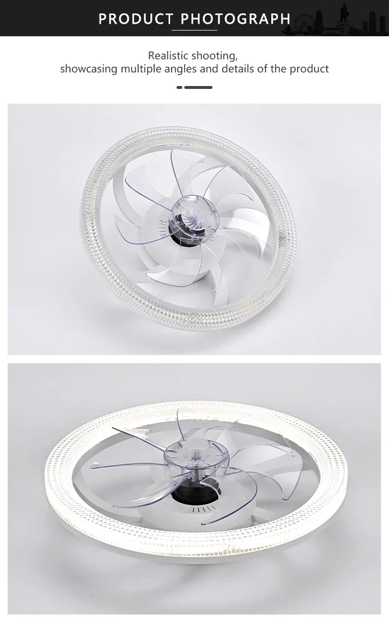 Smart LED Ceiling Fan – 6-Speed, App & Remote Control for Living Room & Bedroom