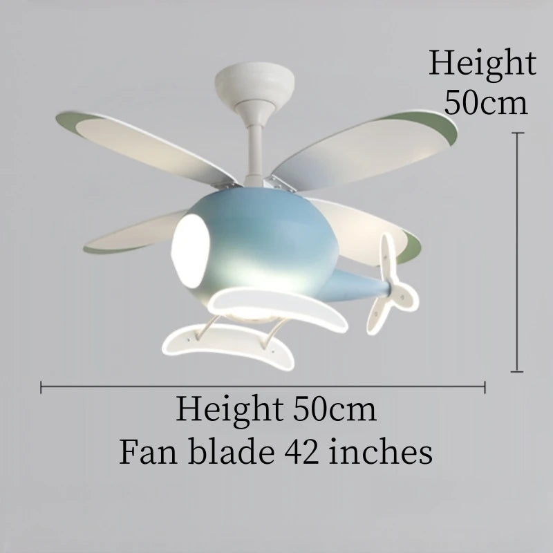 Helicopter LED Ceiling Fan Light – Fun Kids’ Room Chandelier with Remote